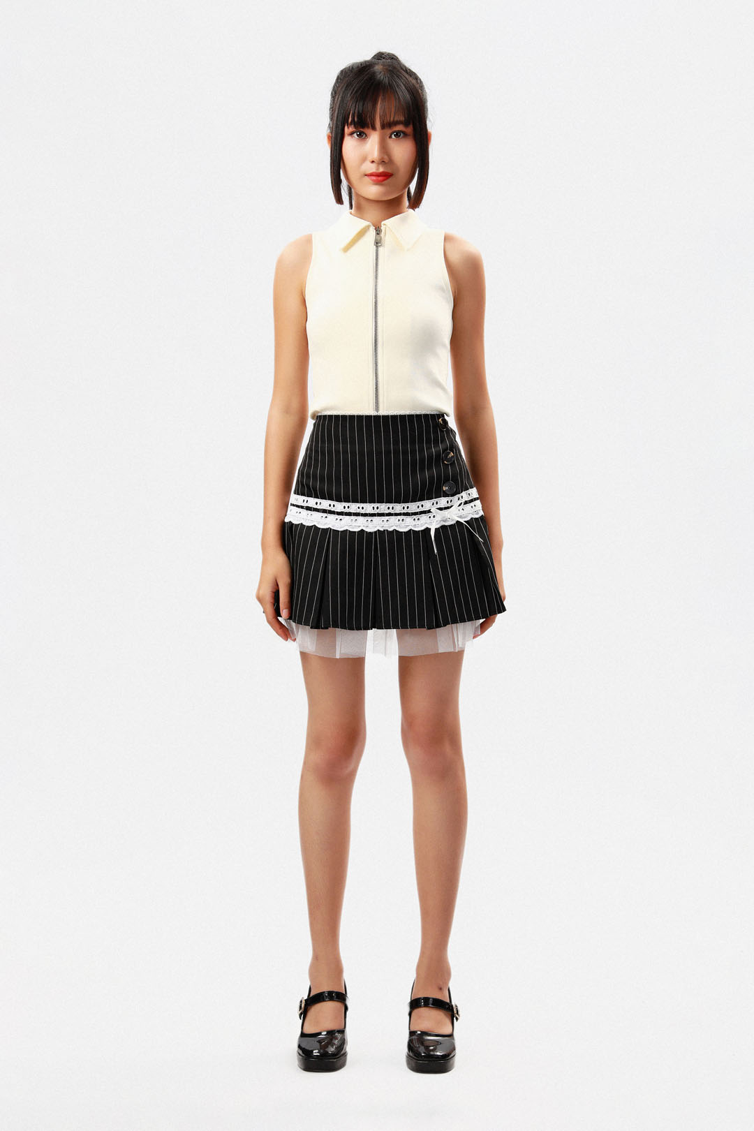 土日限定！最終価格！入手困難Dot Patterned Pasted Skirt NMDS24642(スカート) 40s ORGANIC POPLIN(PATCHWORK) PINTUCK